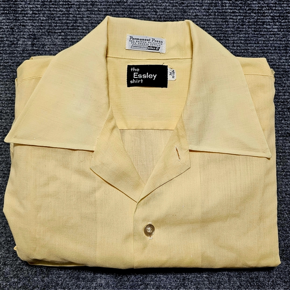 VTG 60s The Essley Shirt Button Up Short Sleeve M SANFORIZED Large Points RARE